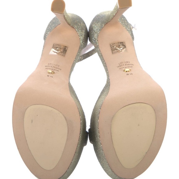 New Stuart Weitzman Platform Nudistcurve Hollywood Sandals Nudist Curve Glitter - Picture 9 of 11